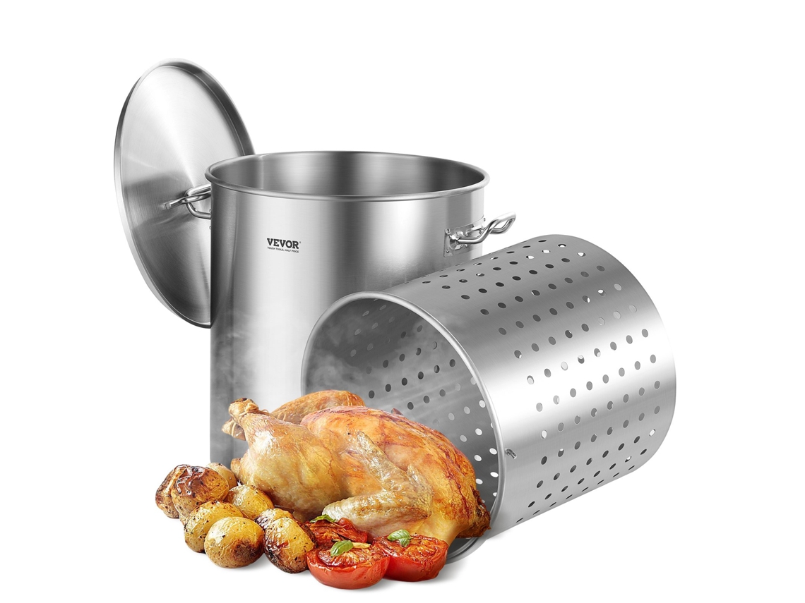 Panela De Aço Inoxidável Vevor De 60,5 L Para Cozinhar Molhos Com Tampa 400 X 450 Mm