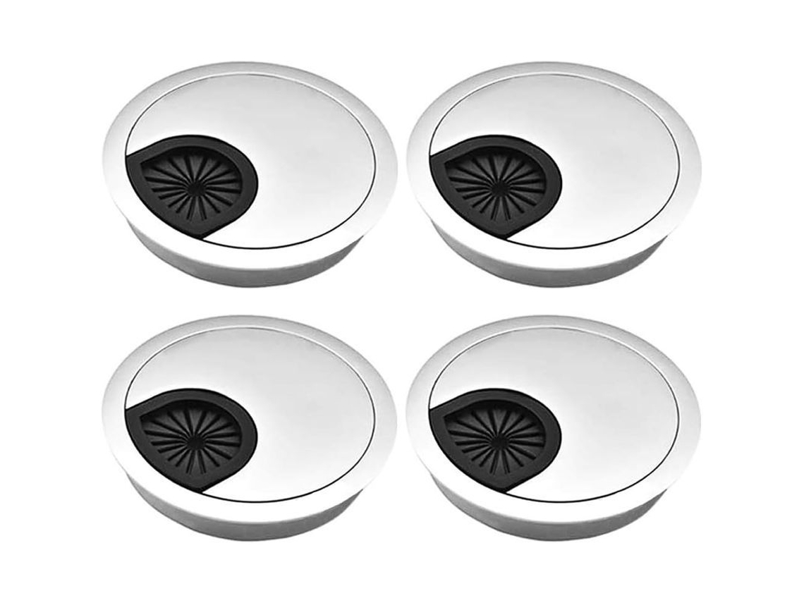 2026 organizador de Cabos de Mesa 4pcs 60mm Prateado Metal com Tampa Removível