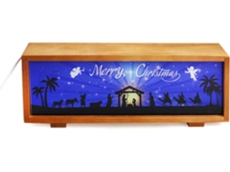 Candeeiro de Mesa Retangular Madeira Com Led, Estilo Jesus.