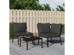 Vidaxl Cadeira De Jardim Com Almofadões Cinzentos 76x76x79 Cm Aço