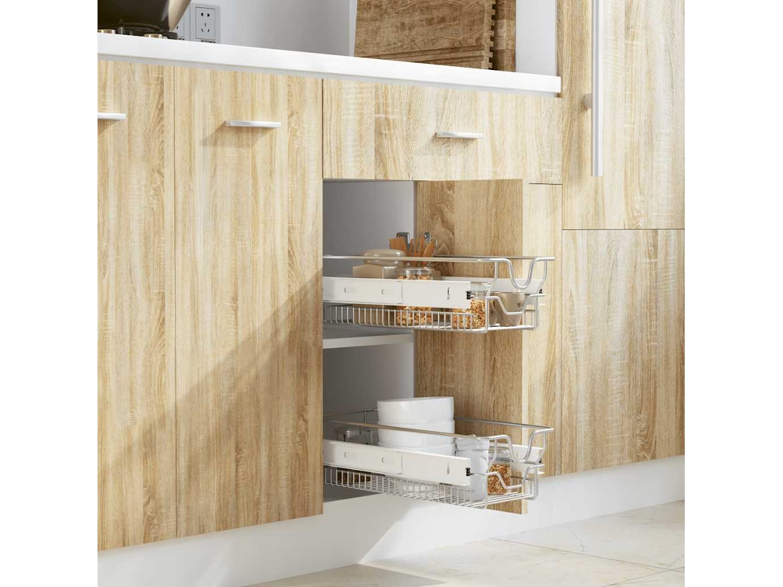 Cestos De Arame Extraã­veis 2 Pcs 300 Mm Prateado DKD HOME DECOR