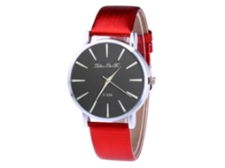 Reloj De Negocio Simple Zhoulianfa Unisex Pareja Correa Pu Acero Cuarzo Rojo