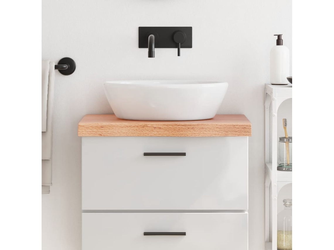 Vidaxl Bancada P/ Wc 60x30x(2-6) Cm Madeira Maciça Tratada Castanho