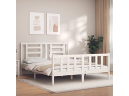 Cama Sem Colchão 160x200 Cm Madeira De Pinho Maciça Branco