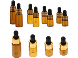 Conjunto de 12 frascos de vidro com pipeta, recarregáveis para óleo.