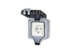 Tomada de Parede Externa com Tampa Ip66, Tomada de Energia 16a 250v, Cinza BRILVIBERA