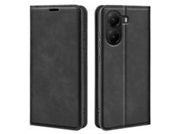 Capa Tipo Carteira De Couro Com Toque De Pele Para Xiaomi Poco X7 Pro 5g, Preta