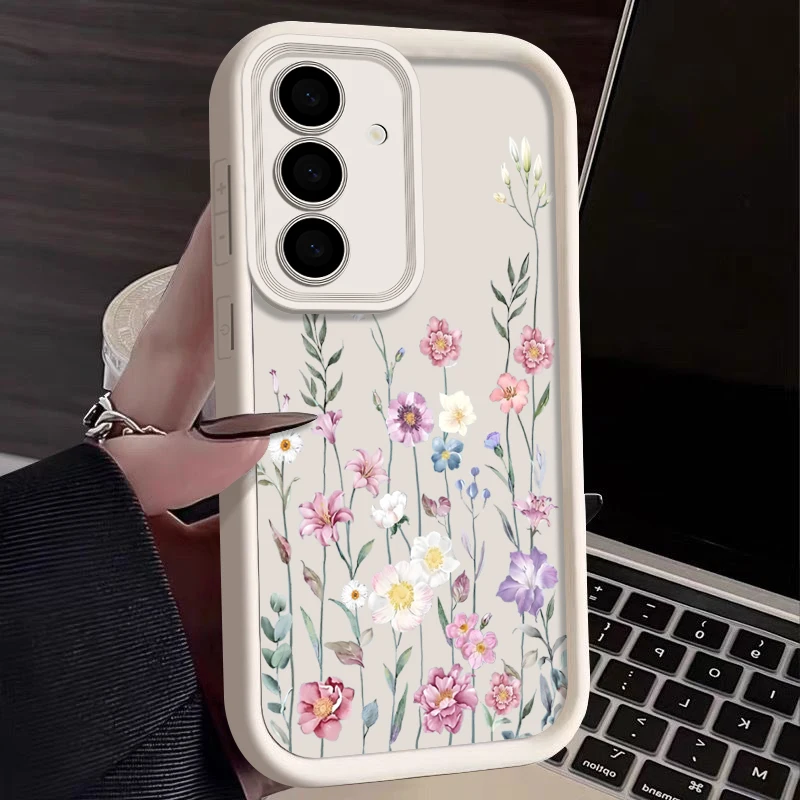 Capa De Celular Em Tpu Com Estampa Floral Fofa (branco-creme) Para Samsung Galaxy A55