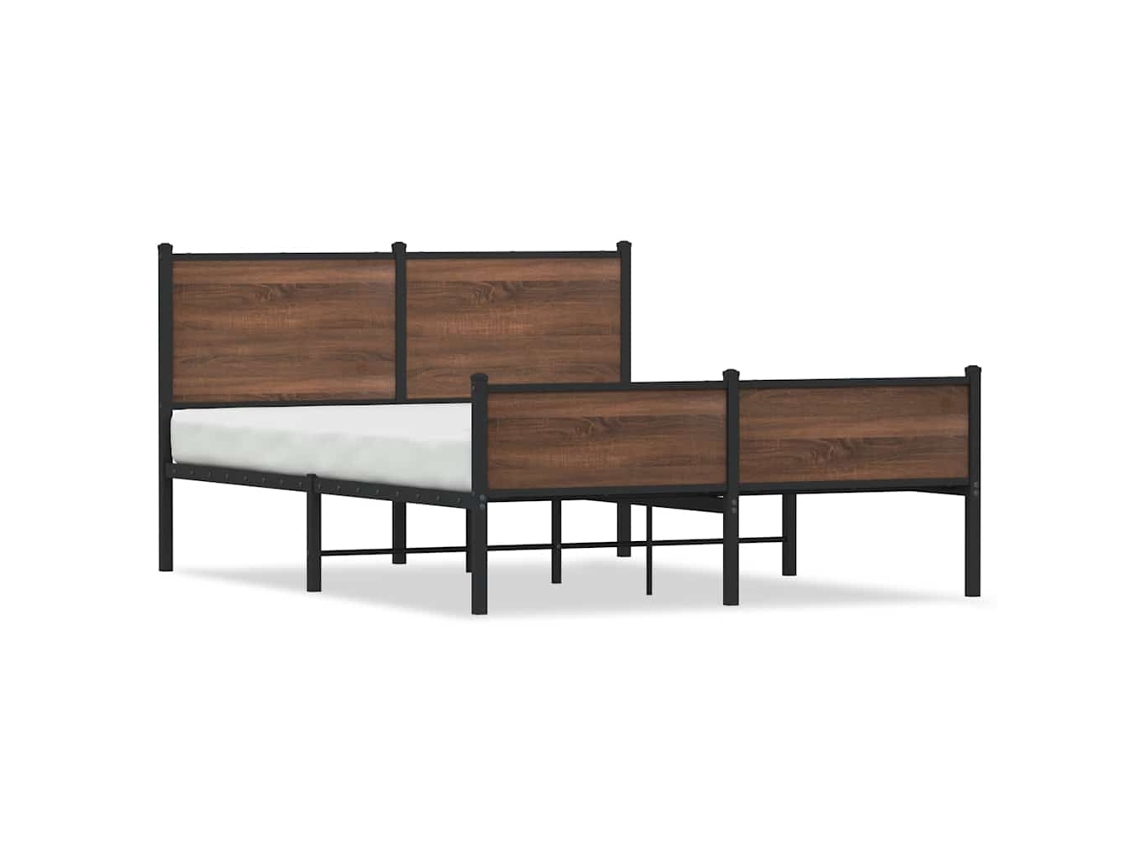 Bed Frame, Bed Frames Vidaxl Marrom Aço (150 X 200 Cm)