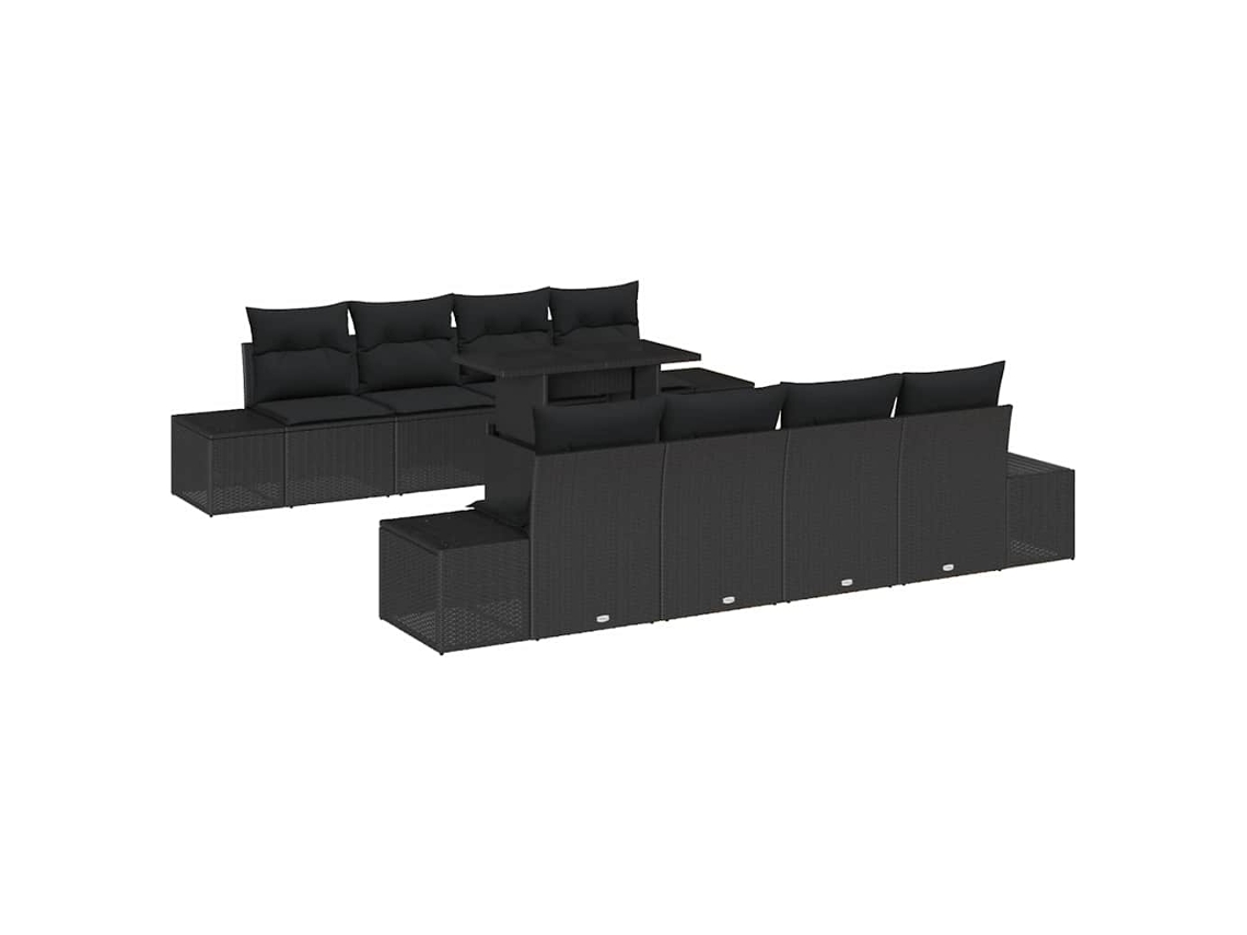 Maison Exclusive - Conjunto De Sofá De Jardim Com Almofada 9 Pcs Preto Vime Pe
