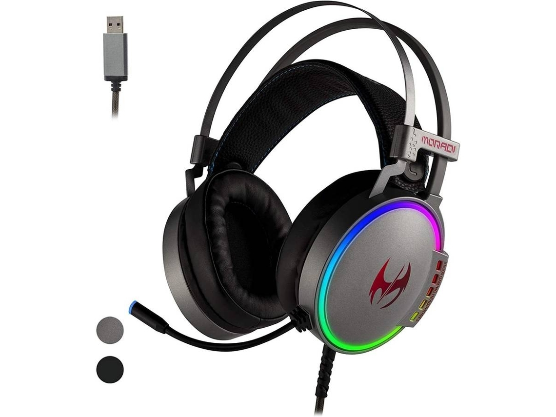 Auscultadores Gaming ENKES Usb 7.1 com Microfone com Cancelamento de Ruído para Estação de Jogos Rgb Light Steelseries Frame