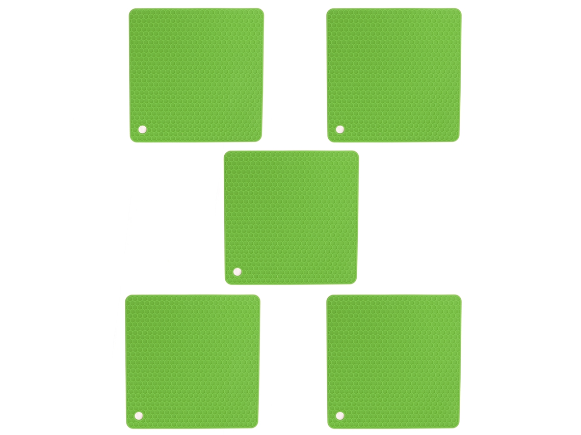 5pcs Tapete de Silicone S/MARCA para Panelas Quentes 18,5x18,5cm Verde