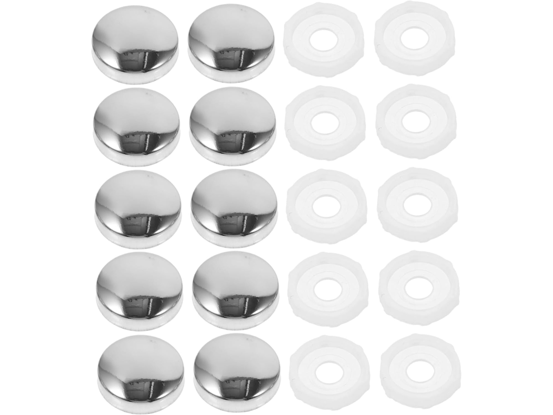 Conjunto de 100 Tampas Decorativas para Parafusos com Cola Branca e Acabamento Prateado SFUSHOS