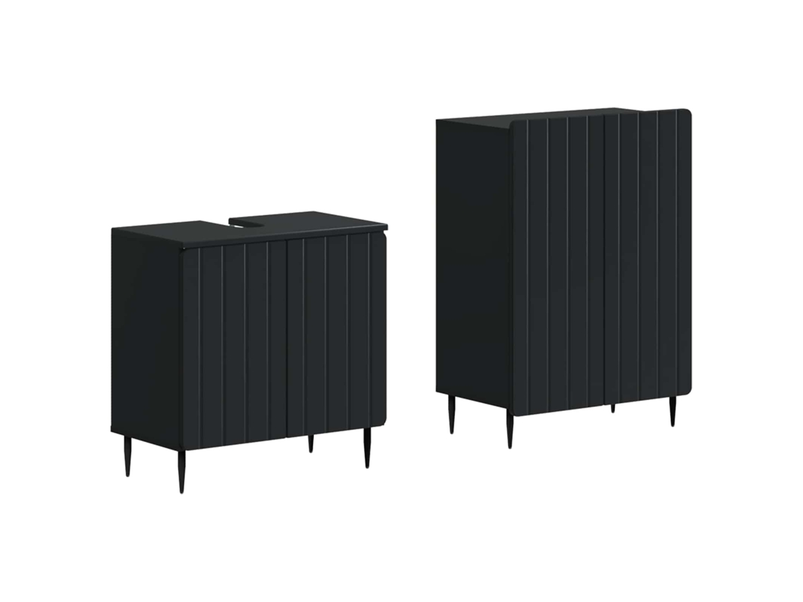 Vidaxl Conjunto De Armário De Banheiro Com 2 Peças Zwolle Preto