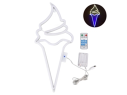 Luz Neon Led Bateria Usb Decorativa Controle Remoto Branco Azul