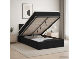 Vidaxl Cama Ottoman Com Colchão Preto 120 X 200 Cm Tecido