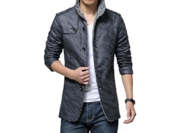 2026 chaqueta de Cuero Pu para Hombre Invierno Abrigo Largo Antiviento Plush Casual Msb 2xl Cinza