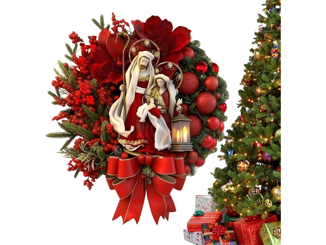 Guirlanda De Natal Para Porta De Entrada - Decoração De Inverno Com Frutos Vermelhos |