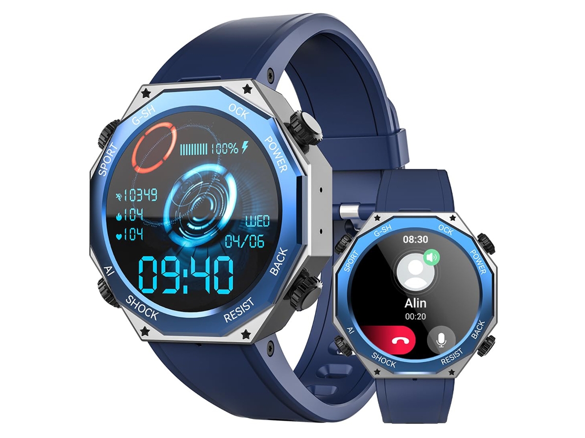 (azul) Smartwatch De Nível Militar, À Prova D'água, Tela Amoled, Classificação De Proteção Ip69k.