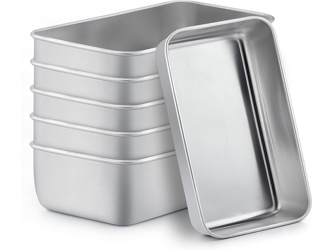 Conjunto De 6 Recipientes Para Alimentos Com Tampas, Reutilizáveis Para Preparação, Em Aço Inoxidável, Próprios Para Forno, 500 Ml