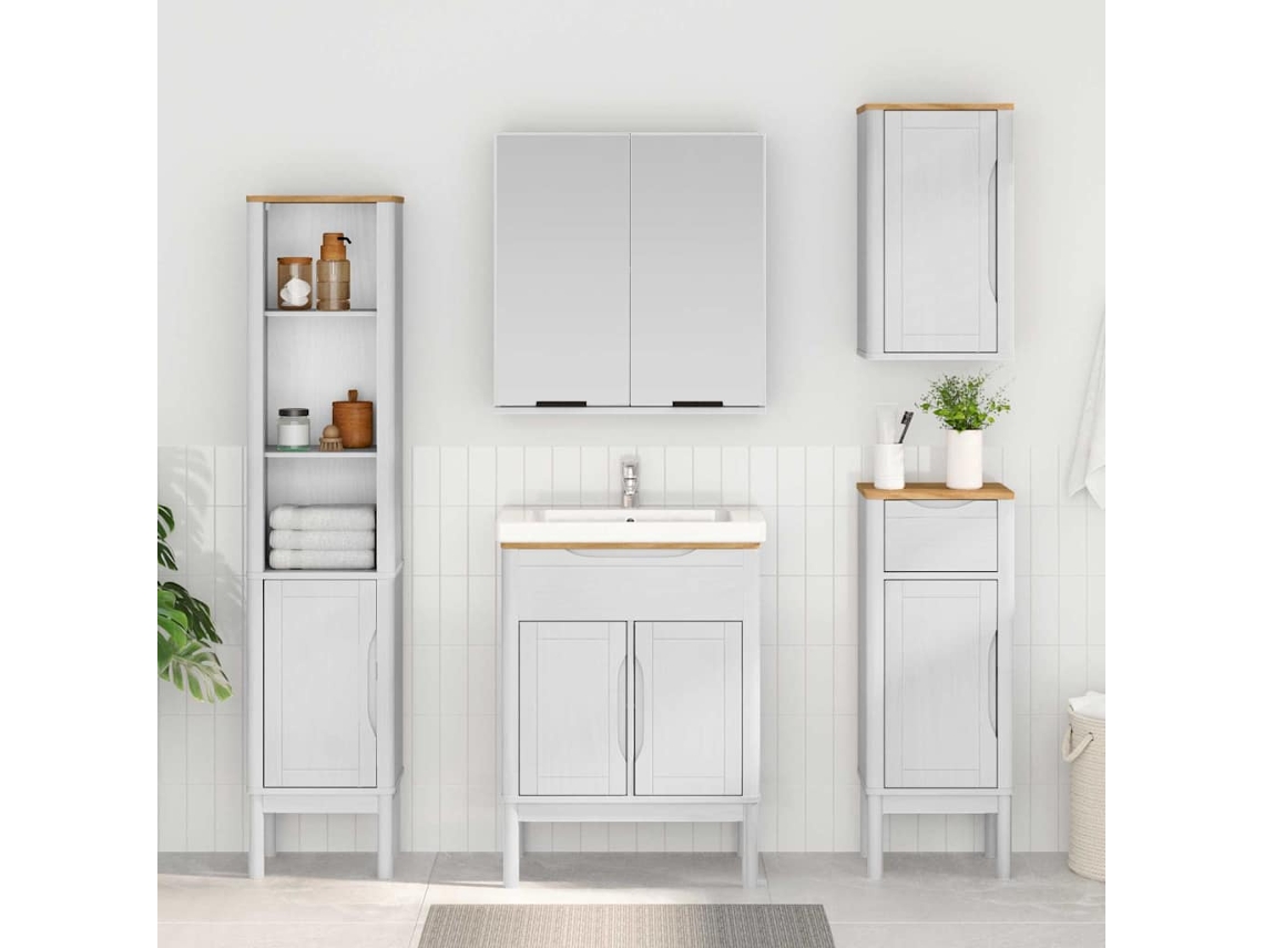 Vidaxl Armário Alto De Banheiro Floro Branco 35 X 30 X 160 Cm