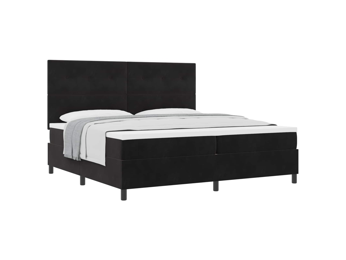 Cama Box com Colchão com Cabeceira Preto 200x200 Cm Veludo MAISON EXCLUSIVE