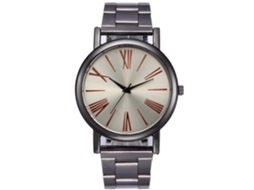 Reloj Analógico De Cuarzo Con Correa De Acero Unisex Dial Redondo Casual (blanco Negro)