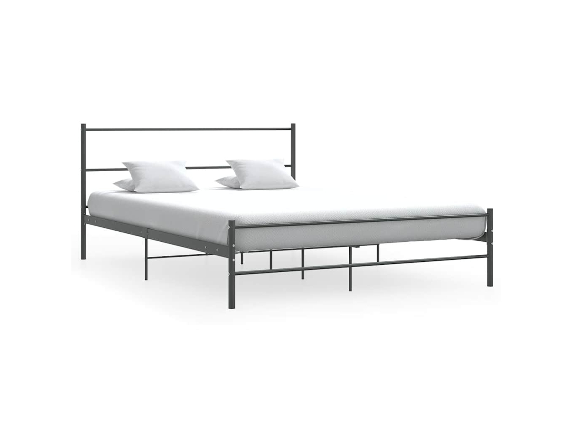 Estrutura De Cama Sem Colchão 140x200 Cm Metal Cinzento