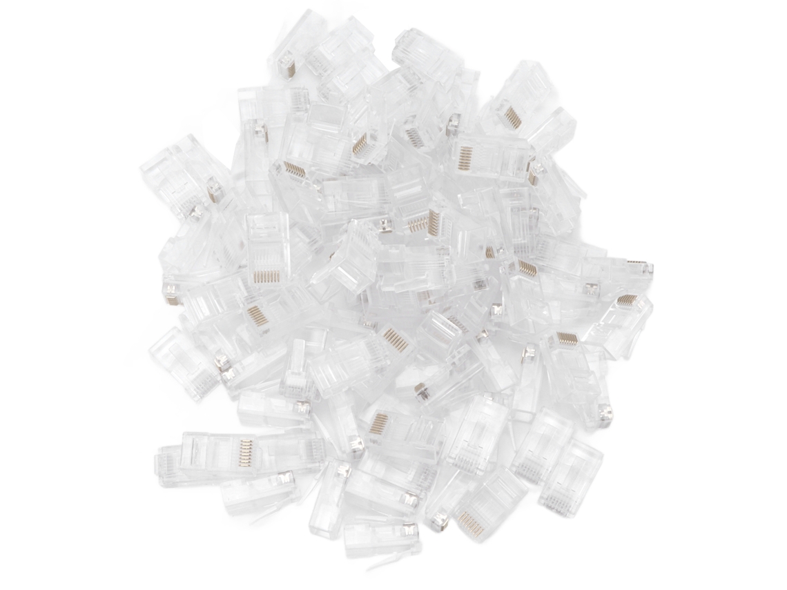 100 Peças De Conectores De Rede De Cristal Revestidos Com Ouro Para Cabo Ethernet