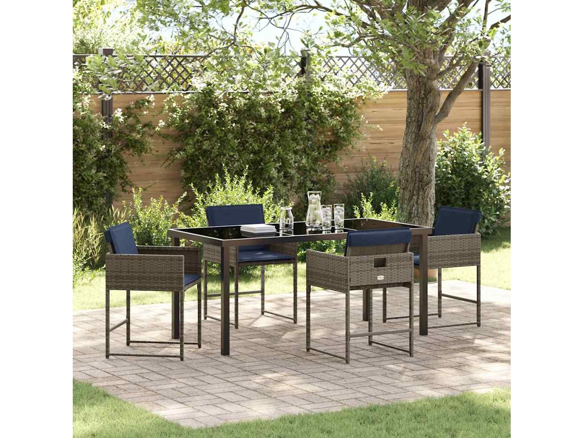 Vidaxl Conjunto De Jantar Para Jardim 5 Unid. Cinzeto Vime Pe