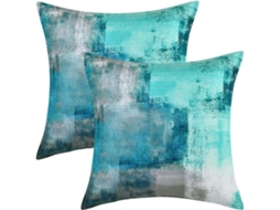 Conjunto De 2 Capas De Almofada - Azul Turquesa 45x45cm