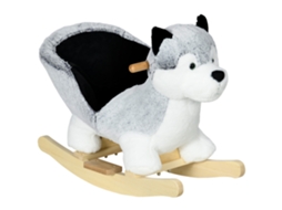 Cavalinho De Balanço Em Formato De Husky Para Crianças De 18 A 36 Meses. 60x33x50cm. Cinza.