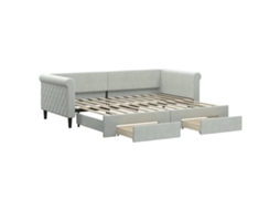 Sofá cama com Gavetão e Gavetas 90x200 Cm Veludo Cinzento Claro MAISON EXCLUSIVE