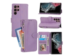 Capa Carteira De Couro Oleado Com Zíper Para Samsung Galaxy S23 Ultra 5g