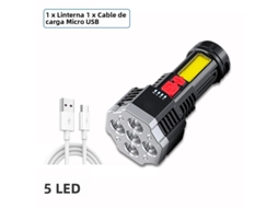 Lanterna Led Recarregável de Alta Potência , Luz Lateral Cob Leve, Material Abs À Prova D'água. MDUG (5 Leds)