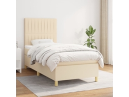 Cama Com Molas/colchão 90x200 Cm Tecido Cor Crème