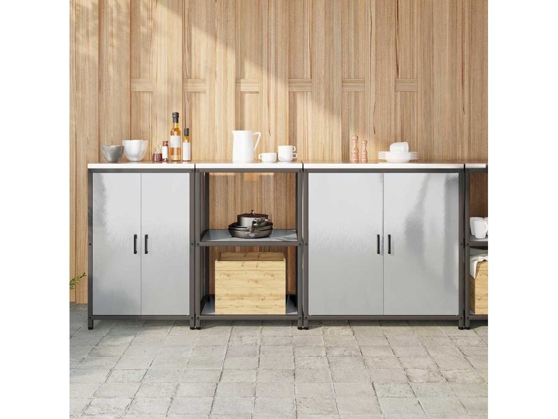 Vidaxl Conjunto De Armazenamento De Cozinha Hattem 3 Unid. Prateado