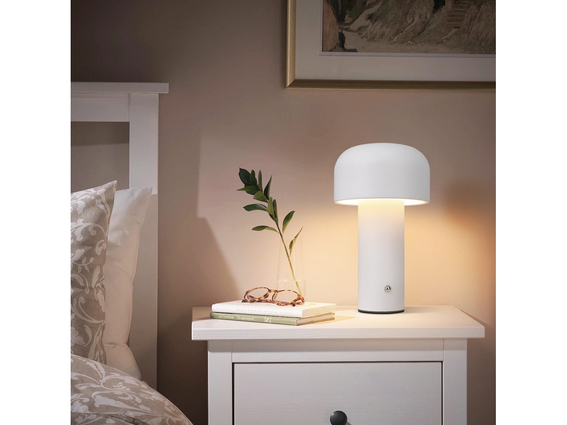 Nettlife Candeeiro De Secretária Led Sem Fios Regulável A Pilhas 2 W Candeeiro De Cabeceira Para Quarto Pequeno Candeeiro De Cogumelo