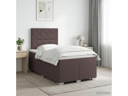 Vidaxl Cama Box Spring Com Colchão Marrom Escuro 120 X 190 Cm Tecido