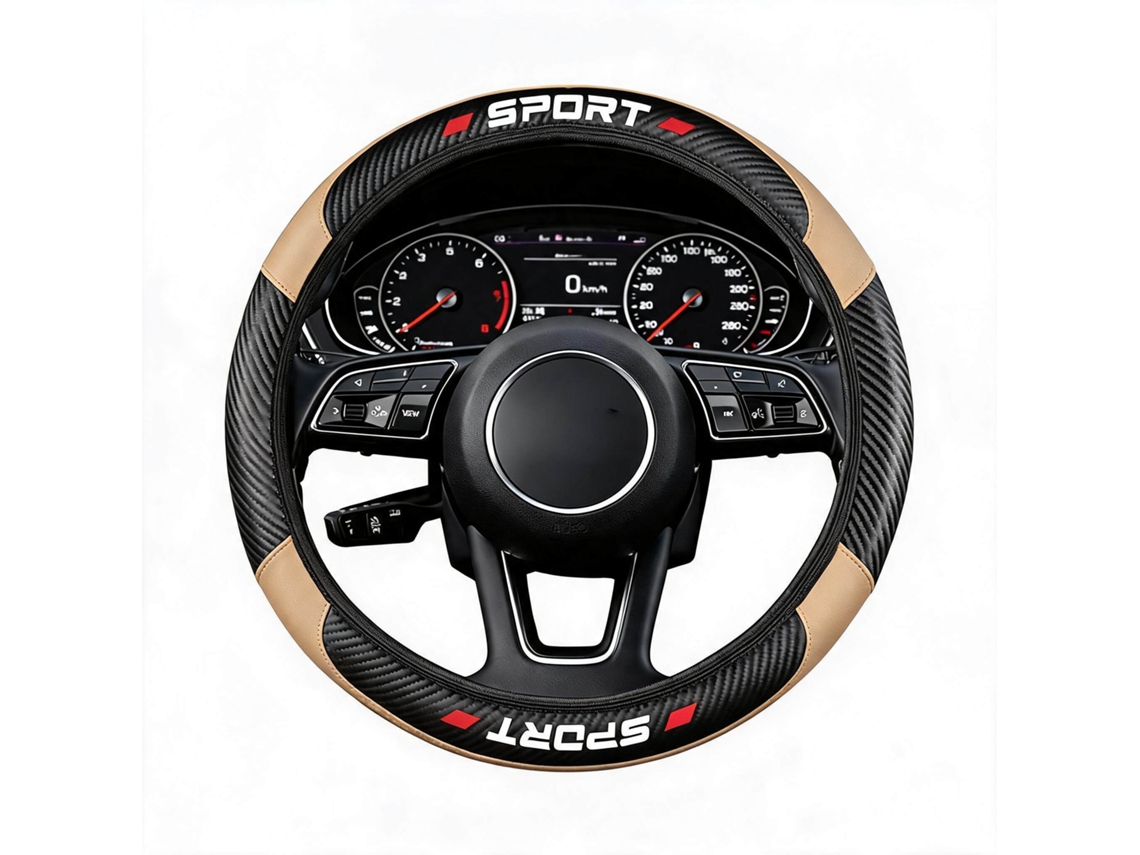 Capa Universal para Volante de Carro HENTEN HOME para Diâmetro de 38 Cm Material Respirável (bege)