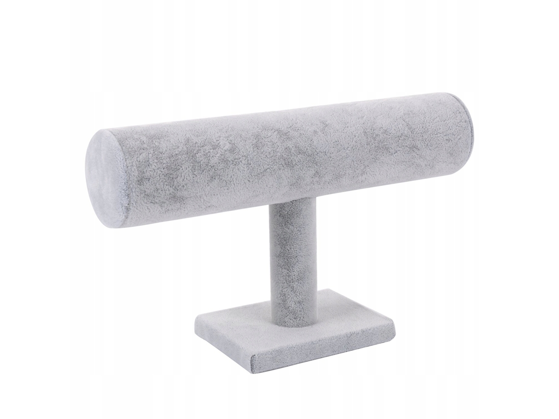 Expositor De Jóias 23,5x5x14 Cm Cinza Couro Ecológico Altura Total 14 Cm Cinza