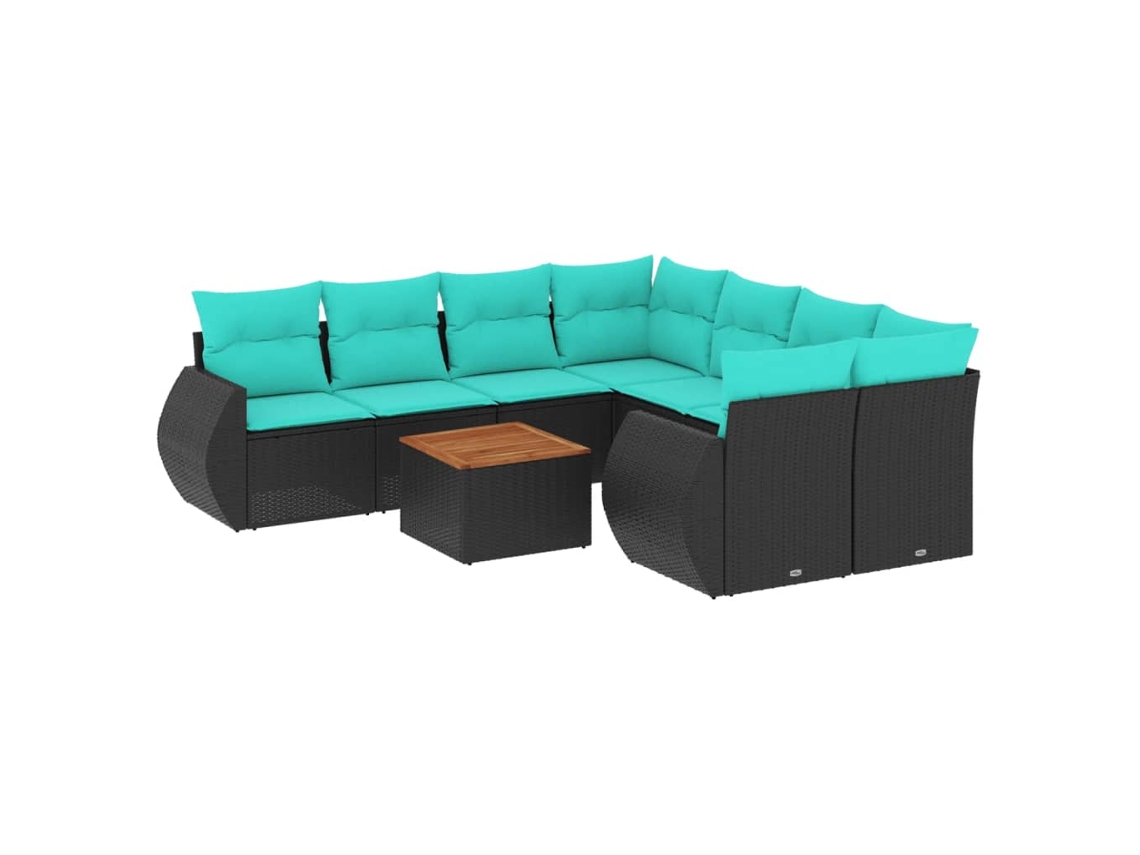 Conjunto de Sofá de Jardim, 5 Peças, Almofadas, Rattan Preto MAISON EXCLUSIVE