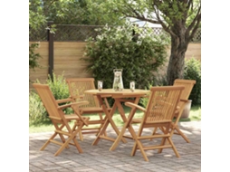 Vidaxl 5 Pcs Conjunto De Jantar Para Jardim Madeira De Teca Maciça