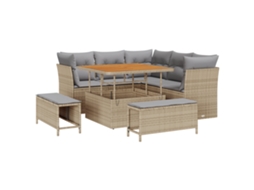 Conjunto 8 Conjunto De Sofá De Jardim Vidaxl Bege Vime Pe (100 X 100 X 71 Cm)