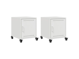 Mesas de Cabeceira 2 Pcs 36x39x43,5 Cm Aço Branco MAISON EXCLUSIVE
