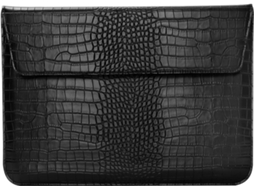 Capa Para Laptop De 14 Polegadas, Capa Flip De Couro Sintético Com Estampa De Pele De Crocodilo, Preta Slowmoose