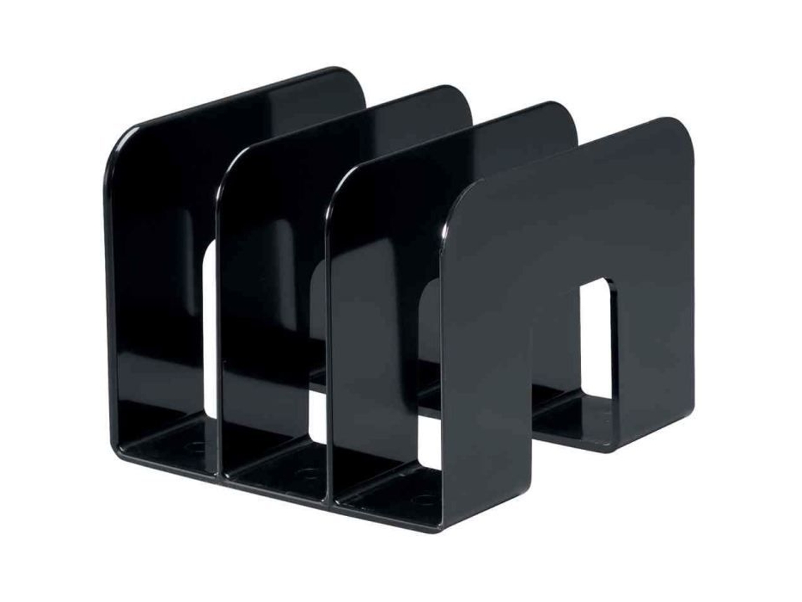 Suporte De Revistas Durable Trend Plástico Preto 3 Subdivisões De 65 Mm