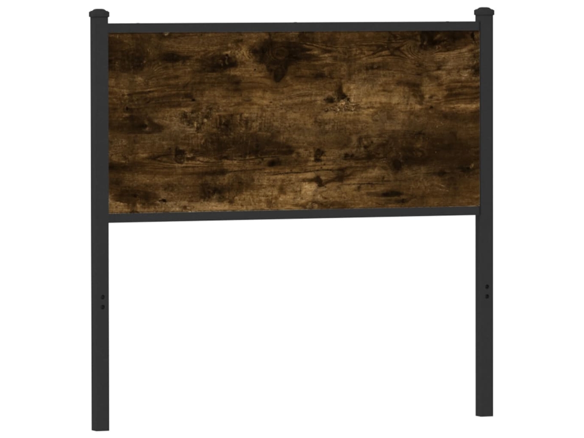 Cabecero de cama de 75 cm con derivados de madera y acero en roble ahumado