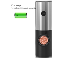 Moedor Elétrico Automático De Pimenta E Sal, Material Plástico, Luz Led Ajustável Aquaforge