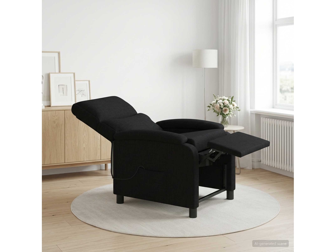 Vidaxl Recliner De Massagem Preto Tecido